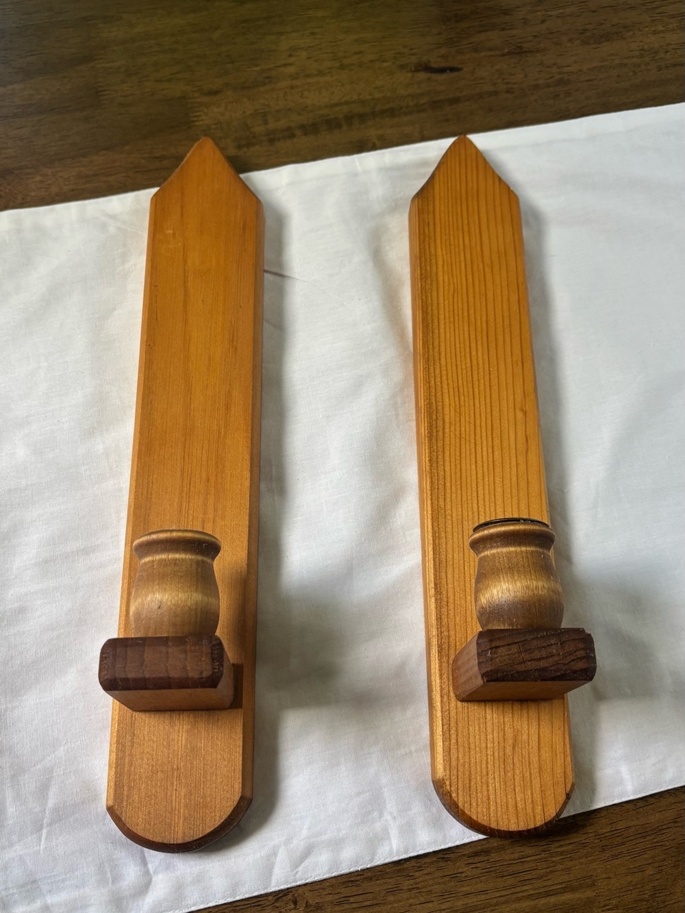 Wooden Wall Candle Holders - Wall Sconces Natural Brown Handmade